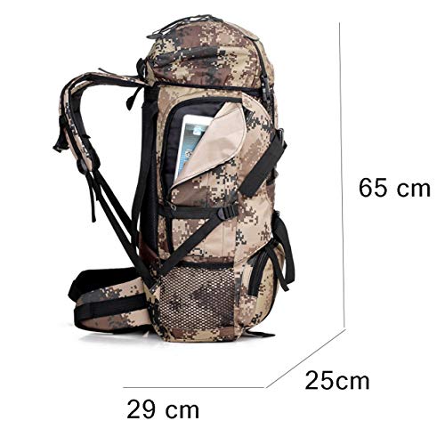 MAGO 80L Camuflaje Bolsa de montañismo súper grande Mochila exterior Hombres y mujeres Bolsa de viaje Mochila extra grande Viaje con protector contra la lluvia, gancho para montañismo y clip para cald