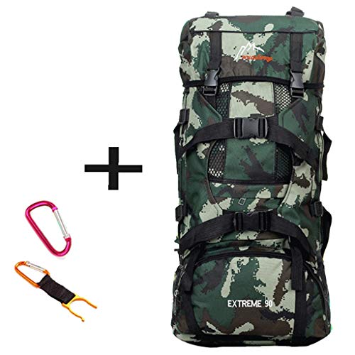 MAGO 80L Camuflaje Bolsa de montañismo súper grande Mochila exterior Hombres y mujeres Bolsa de viaje Mochila extra grande Viaje con protector contra la lluvia, gancho para montañismo y clip para cald