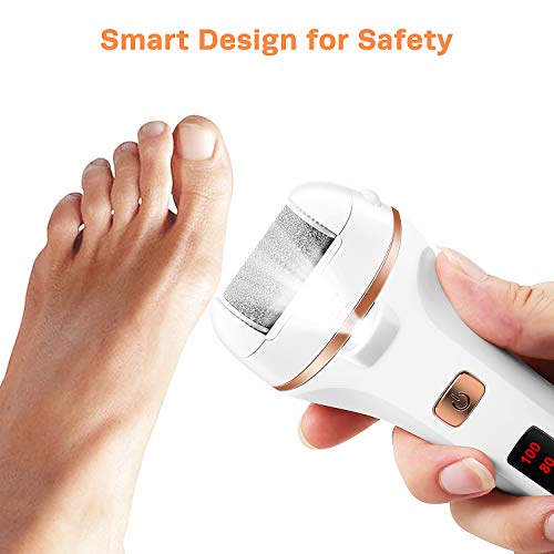 Majome Electric Foot File Rechargeable - 3 in 1 Foot Files for Hard Skin, Epilator, Hair Remover with 4 Heads and 2 Speeds, Wet and Dry Painless Womens Razor Bikini Trimmer with LED Light