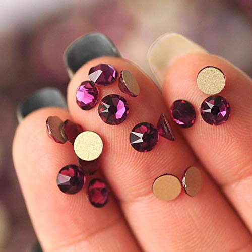 MALATA No Hotfix 8 Big 8 Small DIY Rhinestone Crystal Stick en Diamantes de imitación de Espalda Plana para la decoración del Arte del Clavo de la Ropa, Fucsia, SS40 144Pcs