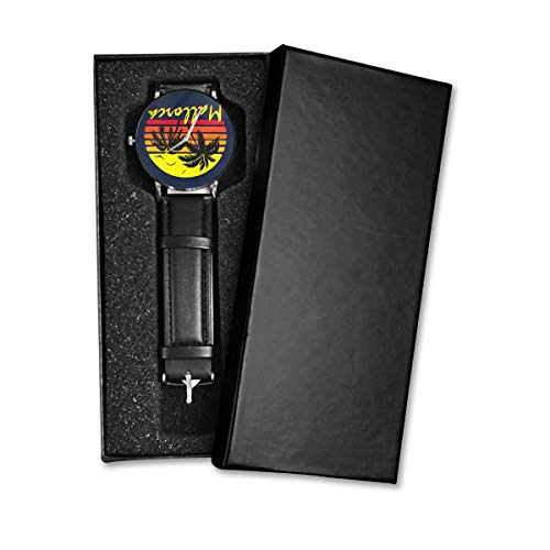 Mallorca - Reloj de Pulsera Unisex de Cuarzo con Correa de Piel Negra para Hombre y Mujer, colección de Regalo