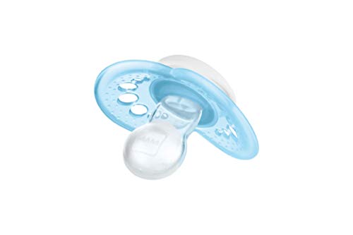 MAM Chupete Original S163 - Chupete con Tetina de Silicona SkinSoftTM ultrasuave, para bebé de 6+ meses, Azul (2 unidades) con caja auto Esterilizadora, Versión Española