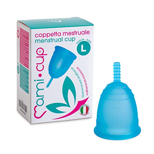 MamiCup® copa menstrual Aprobada por la FDA Silicona suave, flexibe y reutilizable de grado medicinal (Turquesa, L)
