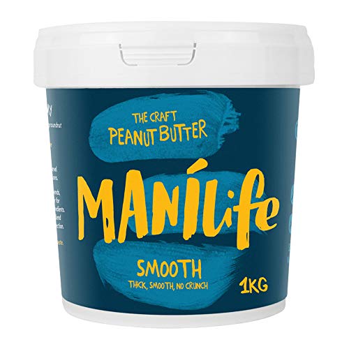 ManiLife Mantequilla de Cacahuete - Peanut Butter - Natural, de Origen único, sin Aditivos, sin Azúcar Añadida, sin Aceite de Palma - Cremoso Tostado Original - (1 x 1kg)