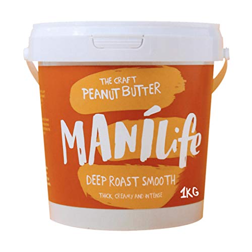 ManiLife Mantequilla de Cacahuete - Peanut Butter - Natural, de Origen único, sin Aditivos, sin Azúcar Añadida, sin Aceite de Palma - Cremoso Tostado Profundo - (1 x 1kg)