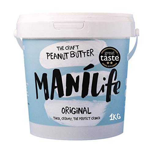 ManiLife Mantequilla de Cacahuete - Peanut Butter - Natural, de Origen único, sin Aditivos, sin Azúcar Añadida, sin Aceite de Palma - Crujiente Tostado Original - (1 x 1kg)