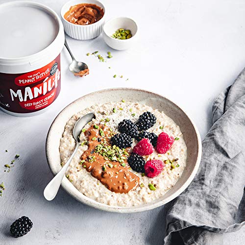 ManiLife Mantequilla de Cacahuete - Peanut Butter - Natural, de Origen único, sin Aditivos, sin Azúcar Añadida, sin Aceite de Palma - Crujiente Tostado Profundo - (1 x 1kg)