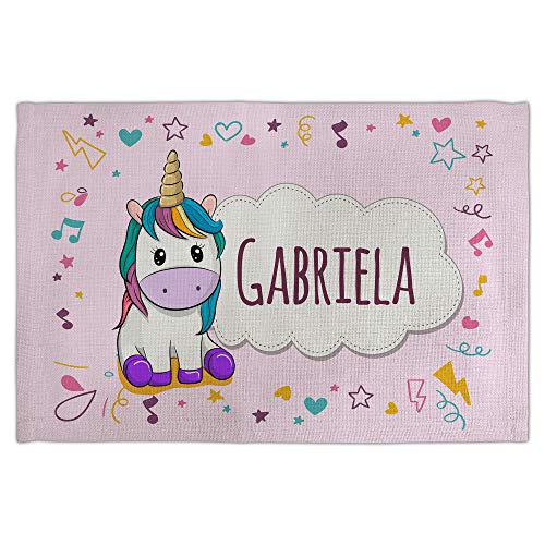 Mantel Unicornio Personalizado con Nombre. Mantel Individual. Lino. Varios diseños a Elegir. Unicornio Rosa