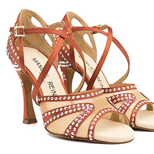 Manuel Reina - Zapatos de Baile Latino Mujer Salsa Flex 10 Copper - Bailar Bachata, Salsa, Kizomba (38 EU, Tacón: 7.5)
