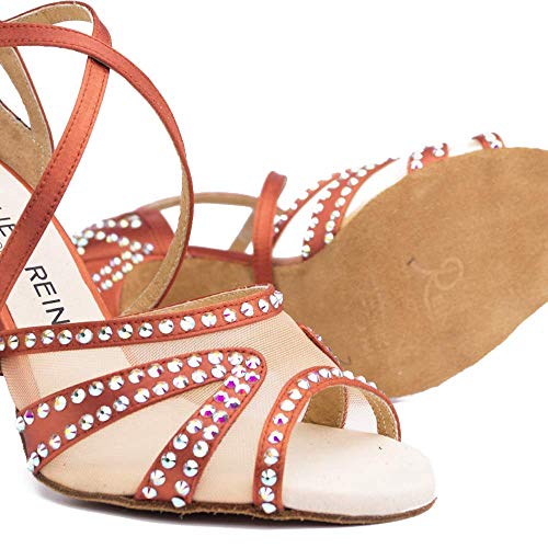 Manuel Reina - Zapatos de Baile Latino Mujer Salsa Flex 10 Copper - Bailar Bachata, Salsa, Kizomba (38 EU, Tacón: 7.5)