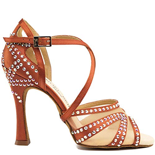 Manuel Reina - Zapatos de Baile Latino Mujer Salsa Flex 10 Copper - Bailar Bachata, Salsa, Kizomba (38 EU, Tacón: 7.5)