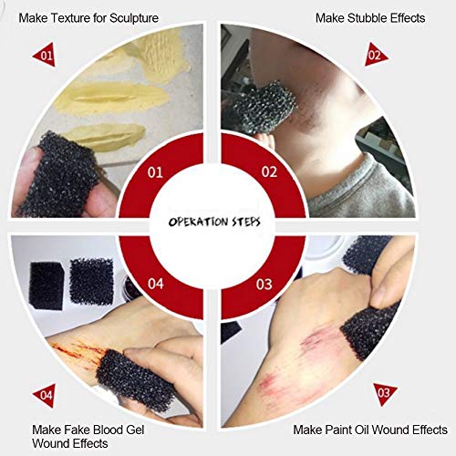 Maquillaje de esponja, Halloween, Navidad, carnaval, aplicador de maquillaje de herida de efectos de esponja Stipple efectos de cicatriz de sangre de efectos especiales - negro(03#)