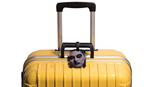 Maquillaje de Ojos Azules Maleta de Etiqueta de Equipaje de Cuero de PU, Correa de Cuero Ajustable Resistente a los arañazos, diseño Elegante Paquete de 2