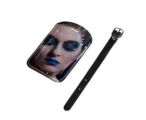 Maquillaje de Ojos Azules Maleta de Etiqueta de Equipaje de Cuero de PU, Correa de Cuero Ajustable Resistente a los arañazos, diseño Elegante Paquete de 2