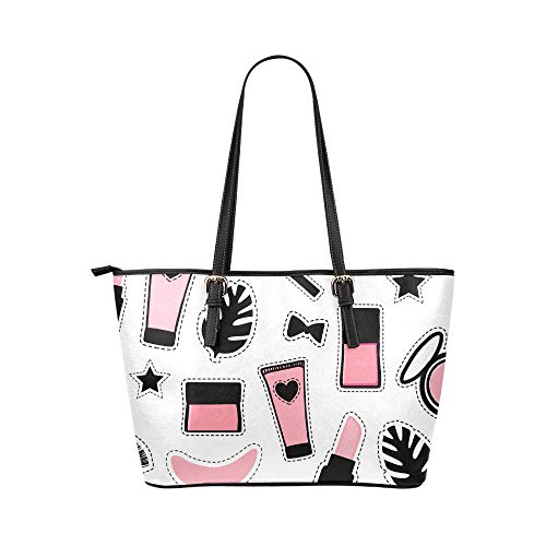 Maquillaje las niñas Hermosa cuero grande Portátil Mango superior Bolsas mano Bolsos causales Bolsos con cremallera Hombro Compras Monedero Organizador equipaje para mujeres Lady Lady