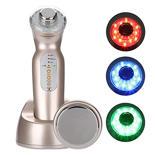 Máquina de belleza ultrasónica, Masajeador de fotones recargable que adelgaza el dispositivo para blanqueo, anti-envejecimiento aumenta y tensa la piel reduce las arrugas(EU)
