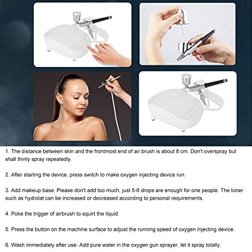 Máquina de inyección de oxígeno con pistola pulverizadora - Para la hidratación facial, blanqueamiento de poros, limpieza de arrugas, eliminación de la máquina, rejuvenecimiento (blanco)