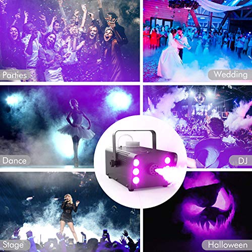Máquina de Niebla, Theefun Portátil Máquina de Humo 6 luces LED Máquina de CO2 con Control Remoto perfecta para bodas, Halloween y espectáculos de escenarios