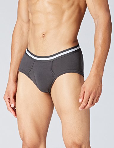 Marca Amazon - find. Slip para Hombre Y-Front, Pack de 5, Negro (Charcoal X3, White X2), XL, Label: XL