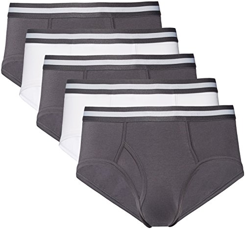 Marca Amazon - find. Slip para Hombre Y-Front, Pack de 5, Negro (Charcoal X3, White X2), XL, Label: XL