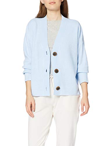 Marca Amazon - find. Stitch Cardigan - chaqueta punto Mujer, Azul (Soft Blue), 42, Label: L