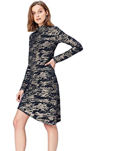 Marca Amazon - find. Vestido Camuflaje para Mujer, Multicolor (Multi), 36, Label: XS