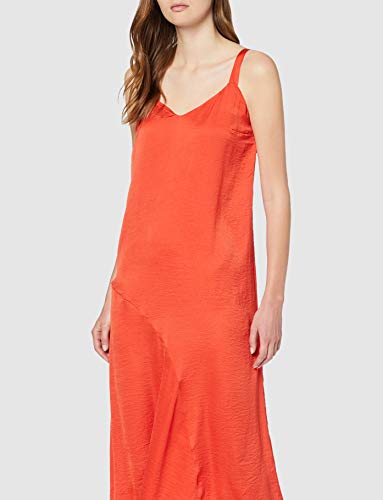 Marca Amazon - find. Vestido Midi de Satén Mujer, Rojo (VALIANT POPPY), 44, Label: XL
