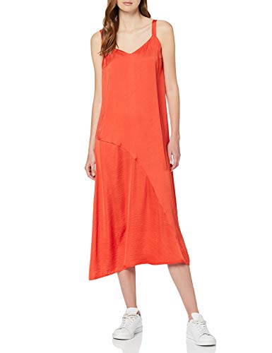 Marca Amazon - find. Vestido Midi de Satén Mujer, Rojo (VALIANT POPPY), 44, Label: XL