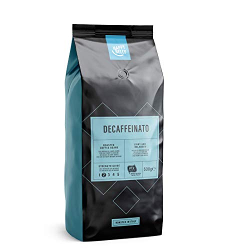 Marca Amazon - Happy Belly Café descafeinado de tueste natural en grano "Decaffeinato" (2 x 500g)