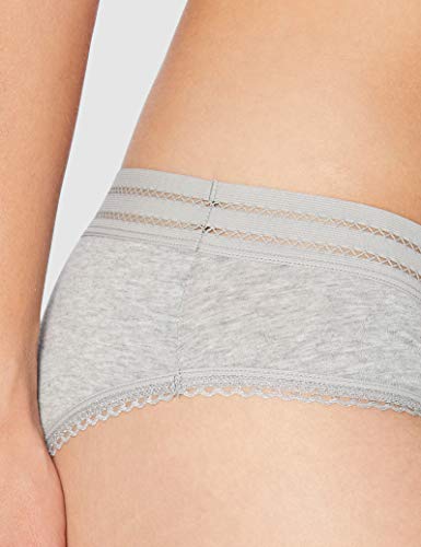 Marca Amazon - Iris & Lilly Braga Hipster de Algodón Mujer, Pack de 5, Multicolor (Black Melange Zen Blue), S, Label: S