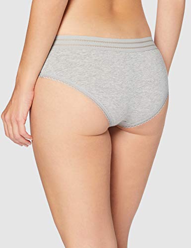 Marca Amazon - Iris & Lilly Braga Hipster de Algodón Mujer, Pack de 5, Multicolor (Black Melange Zen Blue), S, Label: S