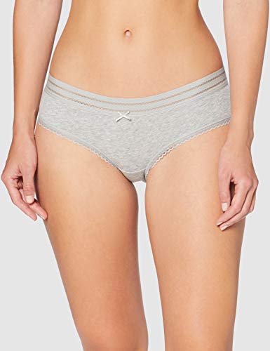 Marca Amazon - Iris & Lilly Braga Hipster de Algodón Mujer, Pack de 5, Multicolor (Black Melange Zen Blue), S, Label: S