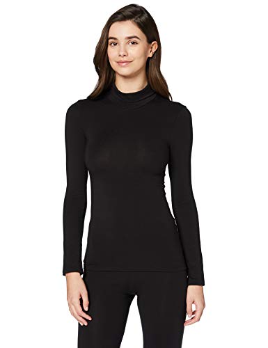 Marca Amazon - Iris & Lilly Camiseta térmica Mujer, Negro (Black), L, Label: L