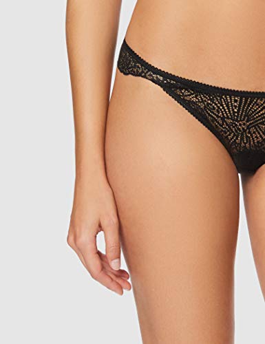 Marca Amazon - Iris & Lilly Tanga Mujer, Pack de 3, Negro (Black), S, Label: S