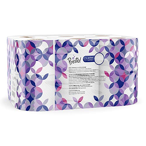 Marca Amazon - Presto! Papel higiénico de 4 capas ACOLCHADO - 36 (3x12) rollos (160 hojas x rollo)- Diseño: Joya