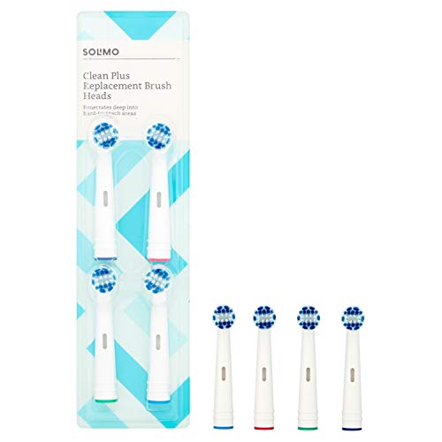 Marca Amazon -Solimo Cabezales de cepillo de dientes Clean Plus, 2 packs de 4 cabezales