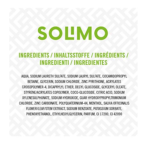 Marca Amazon - Solimo Champú y acondicionador anticaspa 2 en 1, con mentol refrescante- Paquete de 6 (6 Botellas x 400 ml)