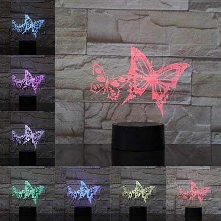 Mariposa nueva luz LED óptica 3D táctil USB luz nocturna niños lindo escritorio multicolor tienda de hogar decoración linterna