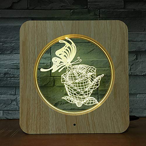 Mariposa Rosa 3D LED Luz de noche Lámpara de bricolaje Lámpara de mesa Regalo de color para niños Decoración del hogar