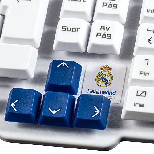 MARSGAMING MKRM Teclado Gaming de Membrana del Real Madrid Baloncesto (Base metálica, Teclas Azules, antighosting, USB, Producto euroliga), Negro