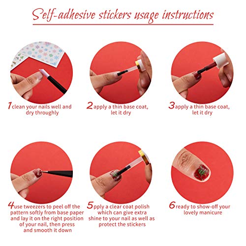 Más de 1500 Patrones 20 Hojas Pegatinas de Uñas de Navidad Calcomanías de Uñas Autoadhesivas 3D Calcomanías Envolturas de Uñas Copo Nieve Invierno Navidad Pegatinas Uñas Árbol Navidad Santa