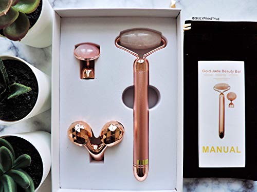 Masajeador facial 3 en 1 Fase Roller, set de regalo, herramienta de cuidado de la piel para uso antiarrugas, mejor para jade Face Roller con máscara facial
