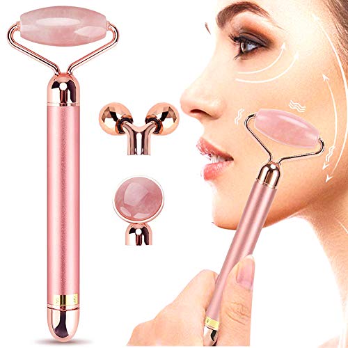 Masajeador facial 3 en 1 Fase Roller, set de regalo, herramienta de cuidado de la piel para uso antiarrugas, mejor para jade Face Roller con máscara facial