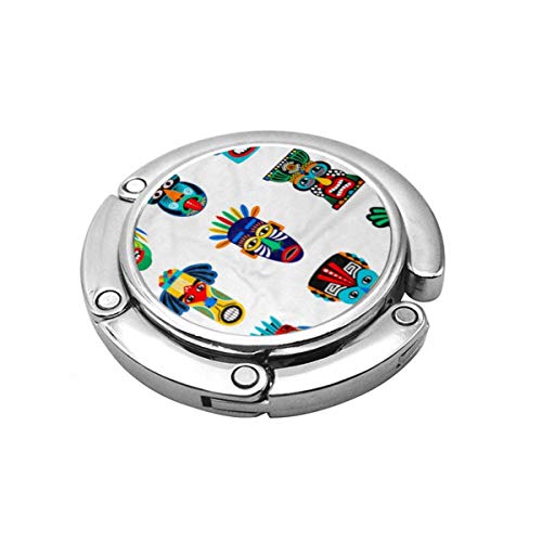 Máscara Africana zulú Azteca Mexicano Indio Guerrero Inca Tiki tótem Plegable Bolso de Mano Gancho para Monedero Gancho Soporte para Mesa de Coche