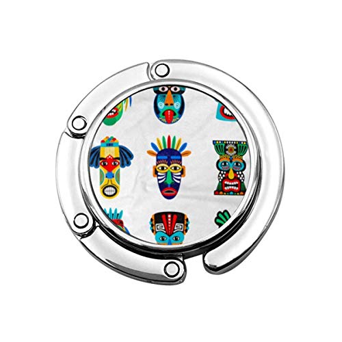 Máscara Africana zulú Azteca Mexicano Indio Guerrero Inca Tiki tótem Plegable Bolso de Mano Gancho para Monedero Gancho Soporte para Mesa de Coche