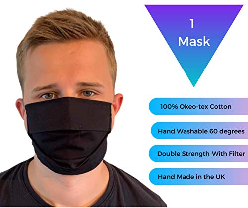 Máscara facial de 100% algodón, lavable con filtro unisex 1 máscara