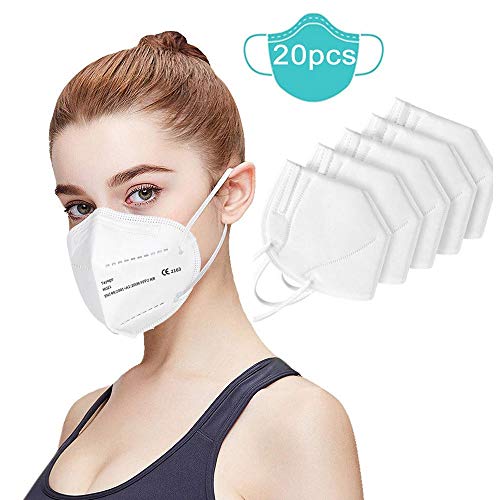 Mascarillas FFP2, Mascarillas Desechables Con Orejeras, 96% De Filtración Multicapa, Mascarillas KN95, Talla única, Paquete De 20