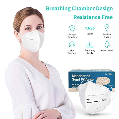 Mascarillas FFP2, Mascarillas Desechables Con Orejeras, 96% De Filtración Multicapa, Mascarillas KN95, Talla única, Paquete De 20
