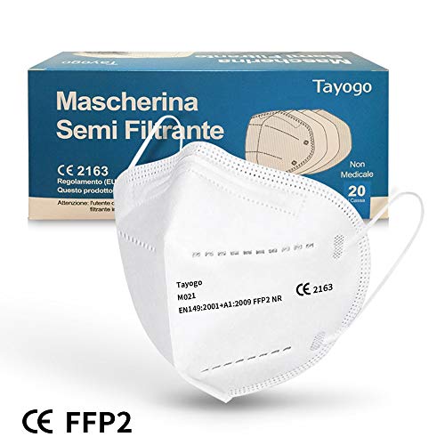 Mascarillas FFP2, Mascarillas Desechables Con Orejeras, 96% De Filtración Multicapa, Mascarillas KN95, Talla única, Paquete De 20