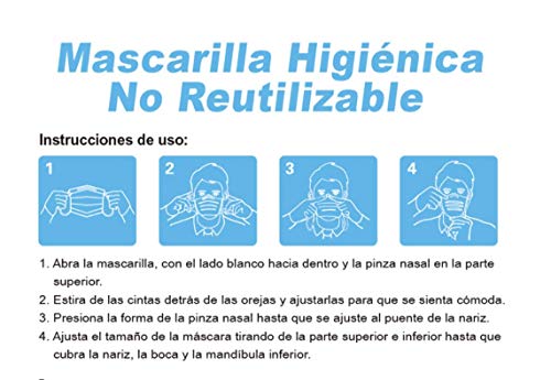 Mascarillas Higiénicas Desechables de Un Sólo Uso, 3 capas 50 unidades (Rosa)